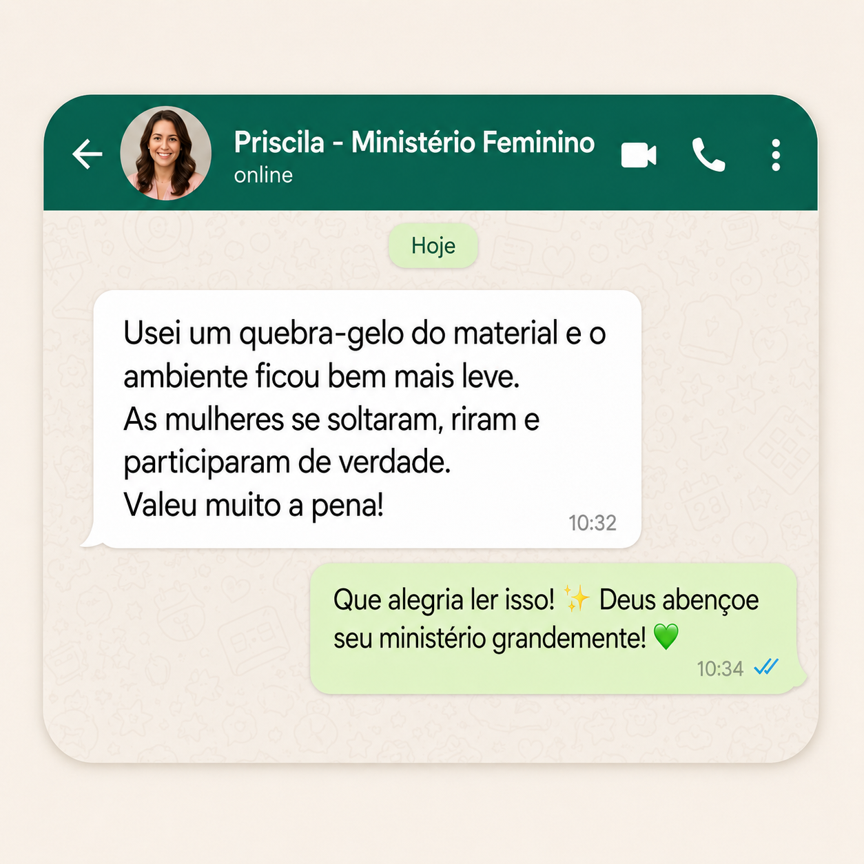 Comentário de leitora sobre o material
