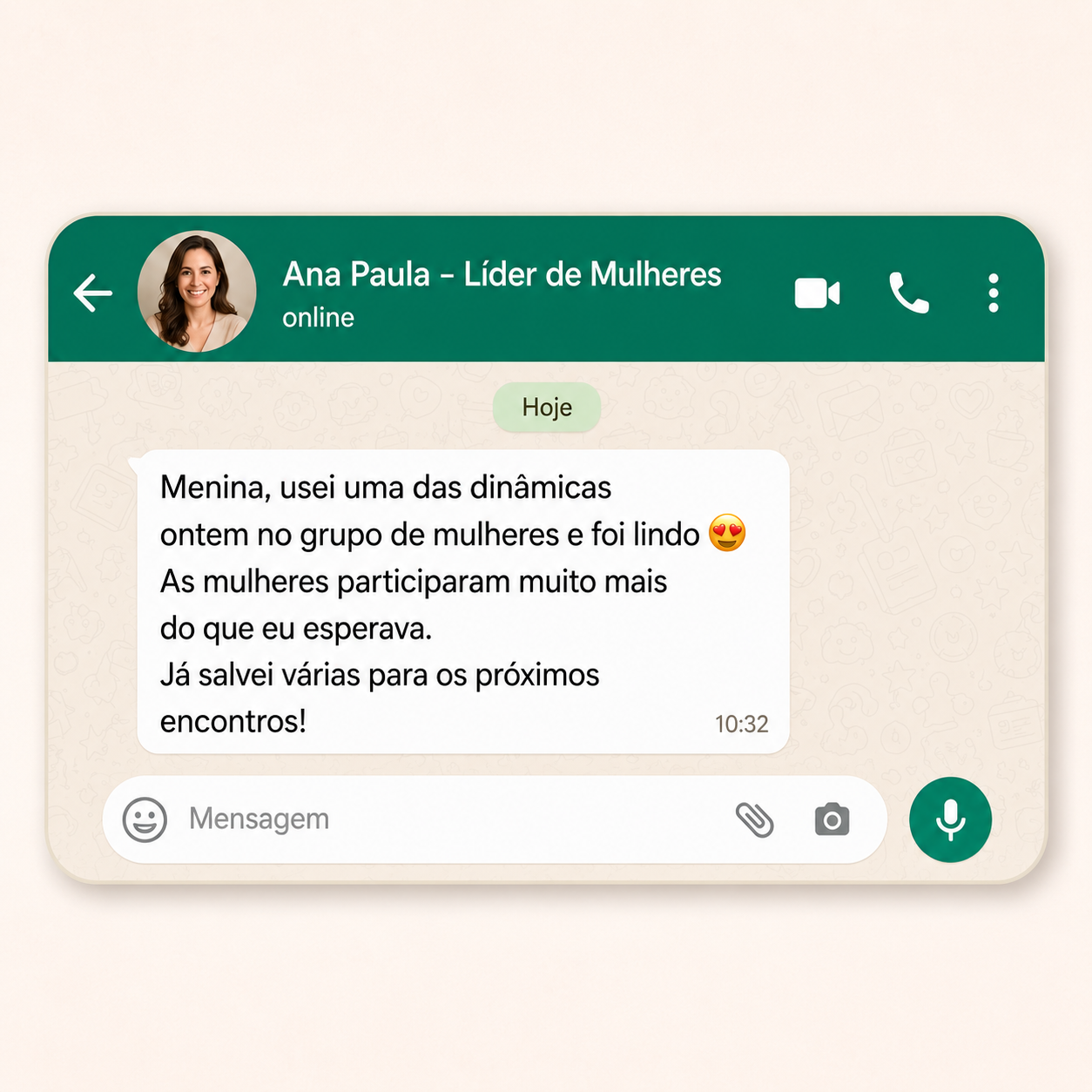 Comentário de leitora sobre o material