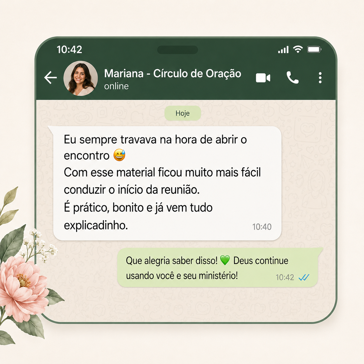 Comentário de leitora sobre o material