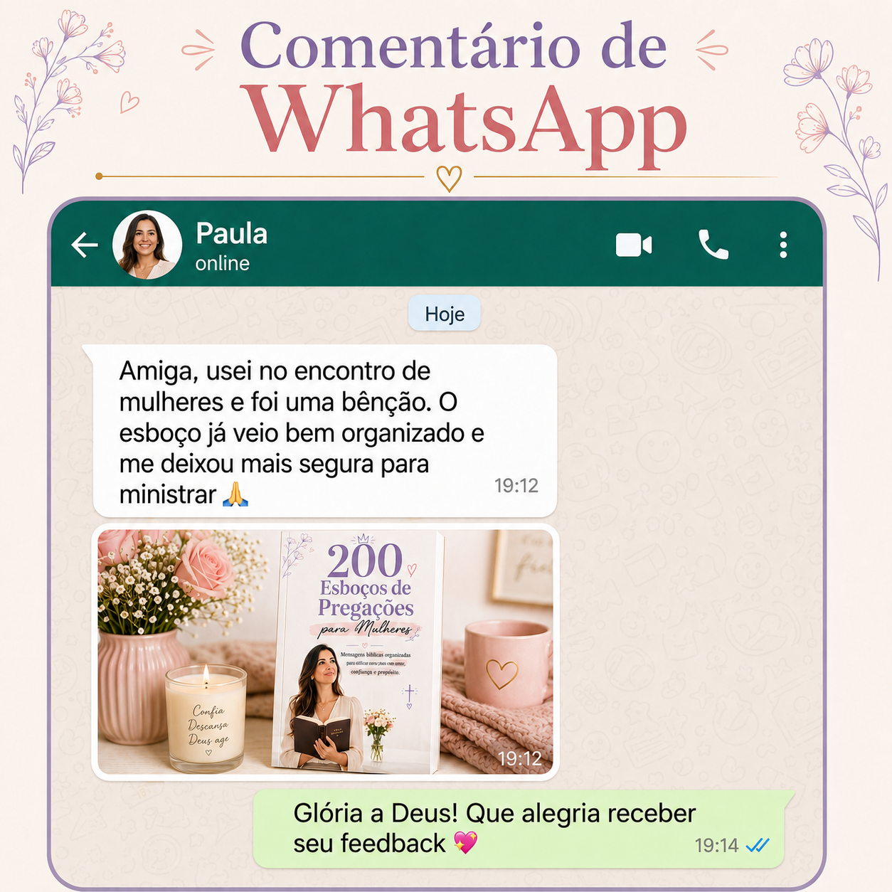 Comentário de leitora sobre o material