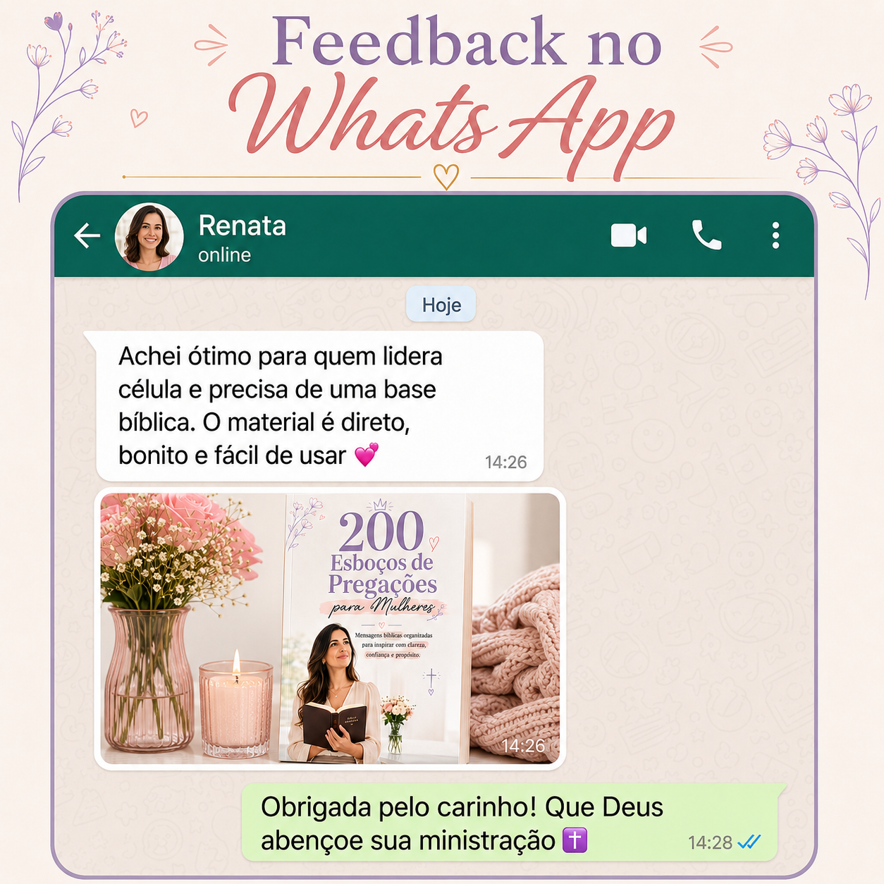 Comentário de leitora sobre o material