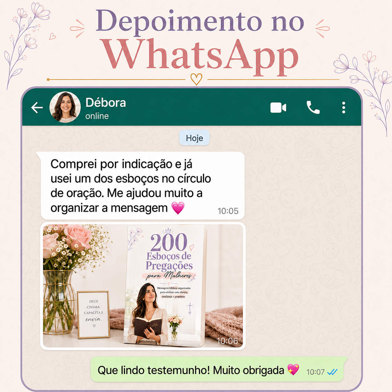 Comentário de leitora sobre o material