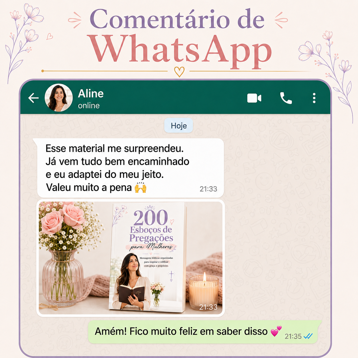 Comentário de leitora sobre o material