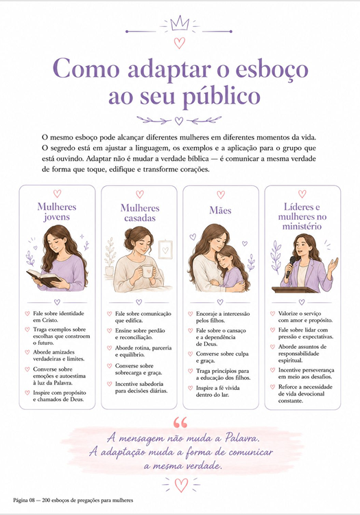 Página sobre como adaptar o esboço ao seu público