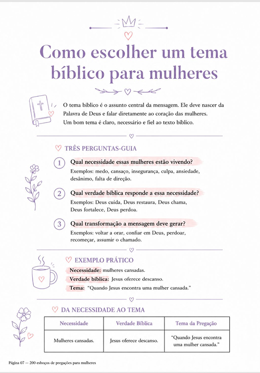 Página sobre como escolher um tema bíblico